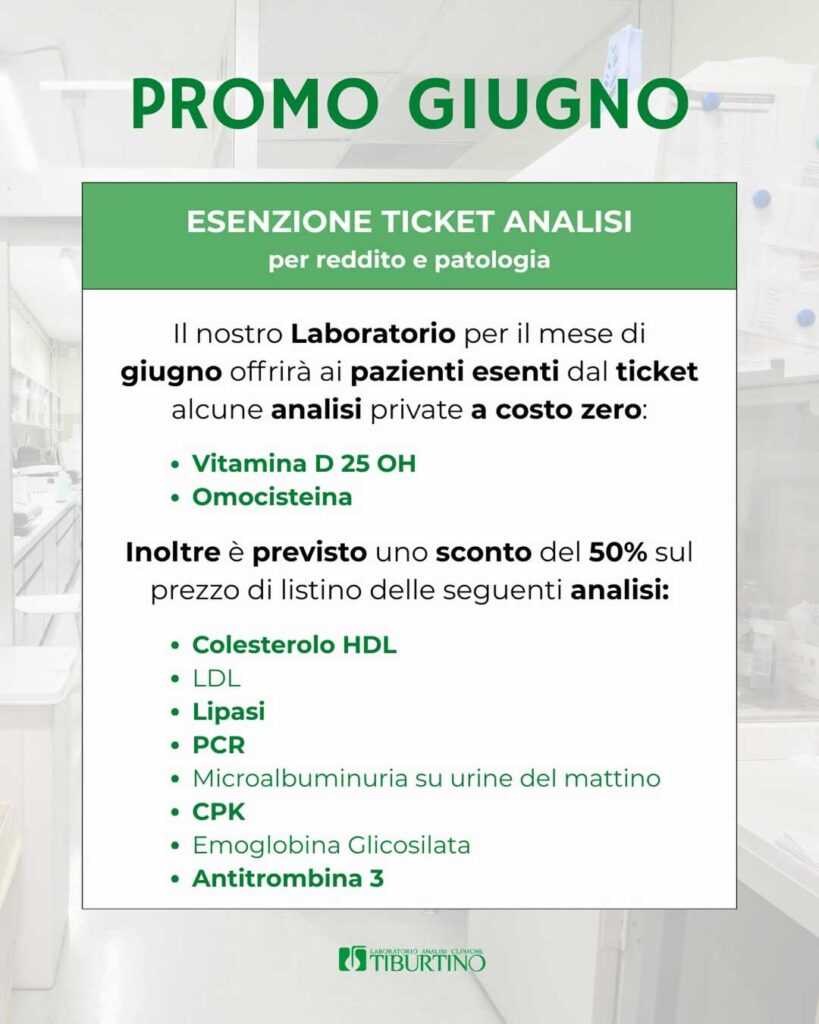 Laboratorio Analisi Tiburtino - Promo di giugno